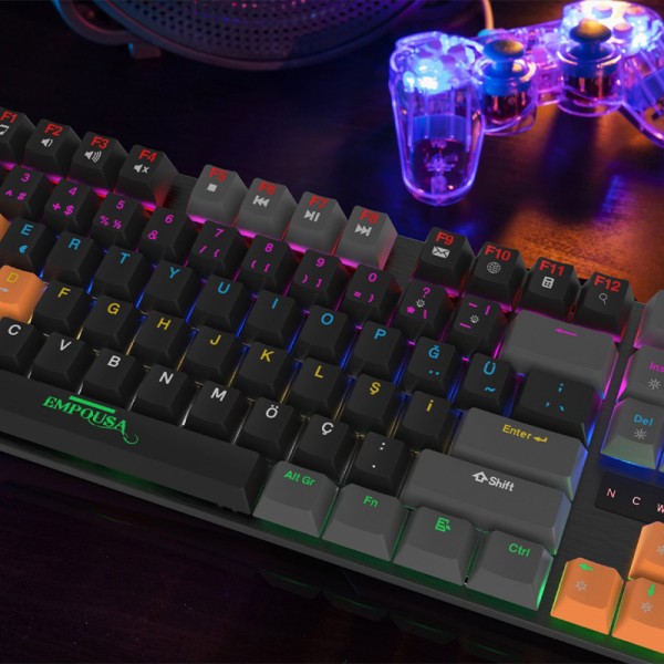 DREVO Tyrfing V2 87 touches clavier mécanique Gamer Tenkeyless - RGB rétro US Layout Outemu clicky Commutateur Bleu Noir