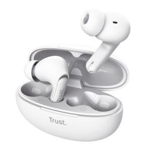 Écouteurs Bluetooth Trust Yavi blancs sans fil avec boîtier de charge USB-C