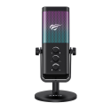 Microphone gamer Havit GK65 RGB noir USB-C avec éclairage LED pour streaming
