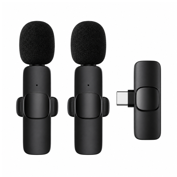 Mini microphone sans fil K11 double micro noir Type-C pour Android