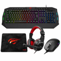 Pack gaming Havit KB501CM avec clavier RGB souris casque et tapis de souris