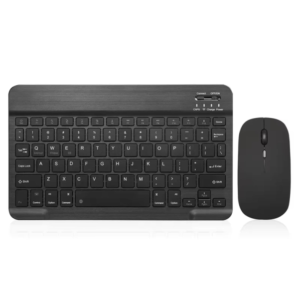 Ensemble clavier et souris Bluetooth rechargeable ultra-fin noir pour tablette et PC